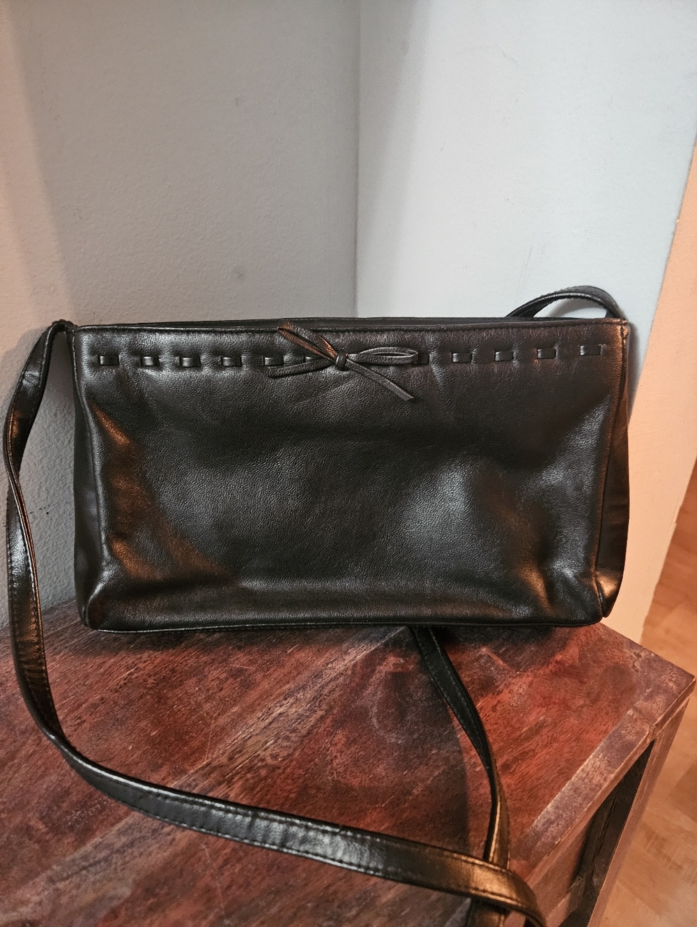 Worthington Lambskin Vintage Crossbody Bag with Bow Accent